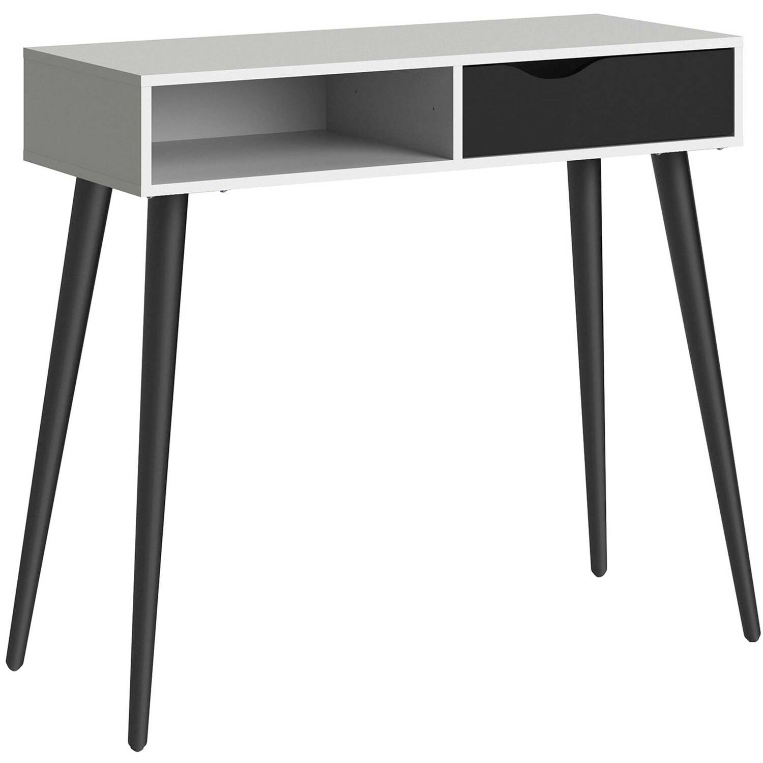 Sapporo Console Table White Top With Matt Black Frame 1 Drawer 1 Shelf - White And Black