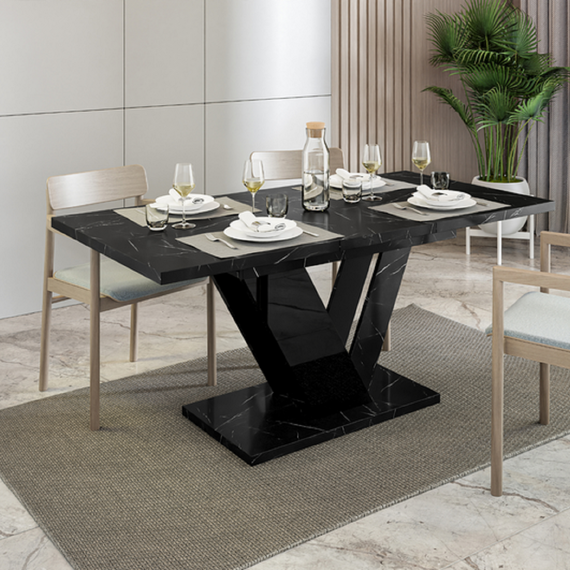 EXTENDABLE DINING TABLE DUBAI, (BLACK ROYAL MARBLE)