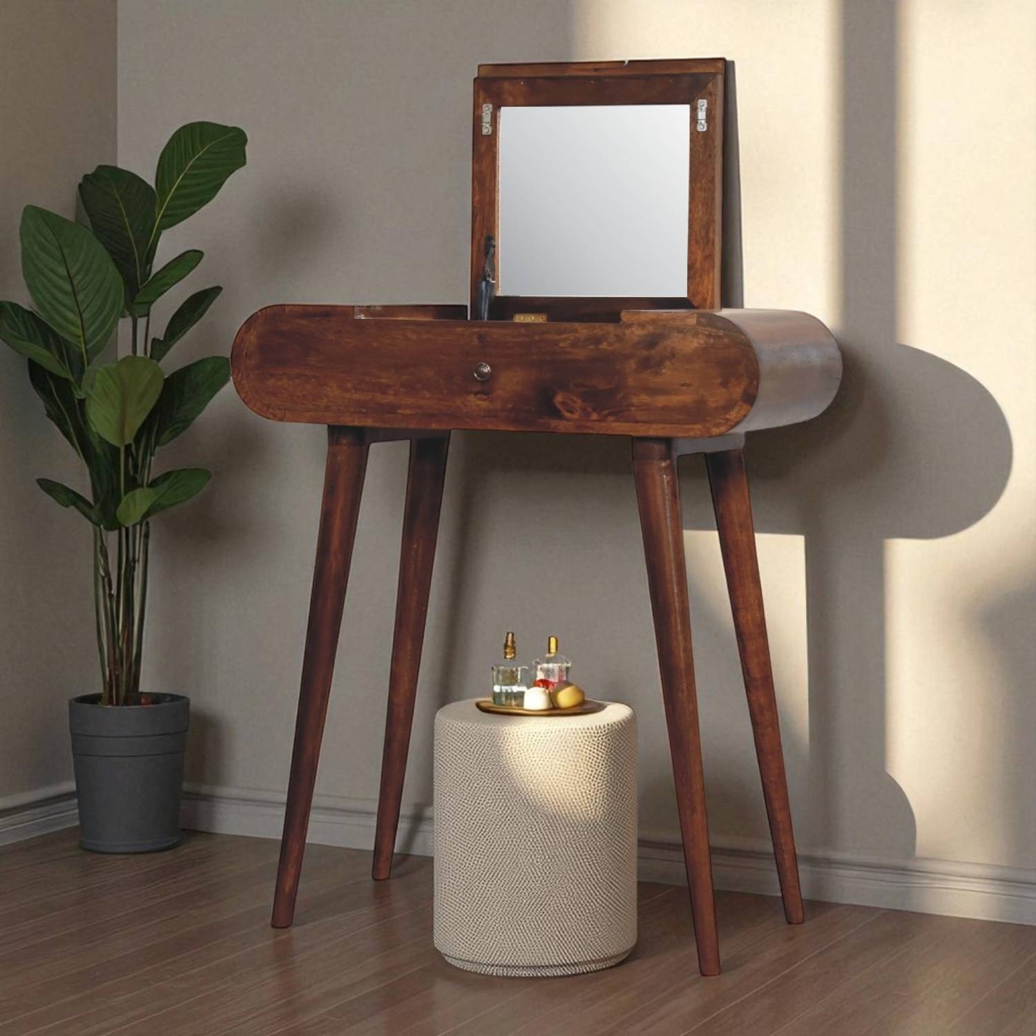 Artisan Furniture Solid Wood Mini Round Chestnut Fold Vanity - Brown