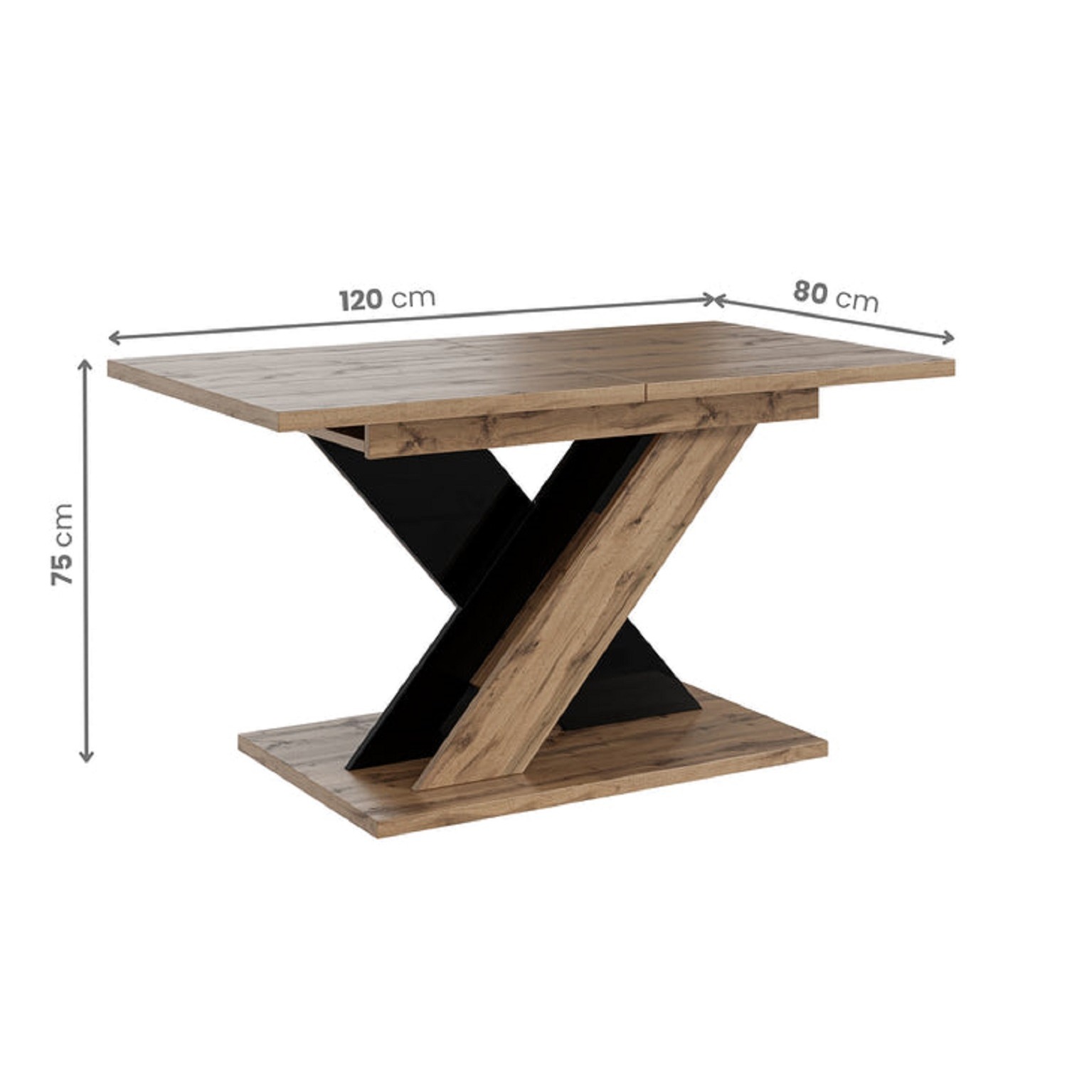 Toxx Extending Dining Table 120-160 Cm - Wotan Oak Black Gloss