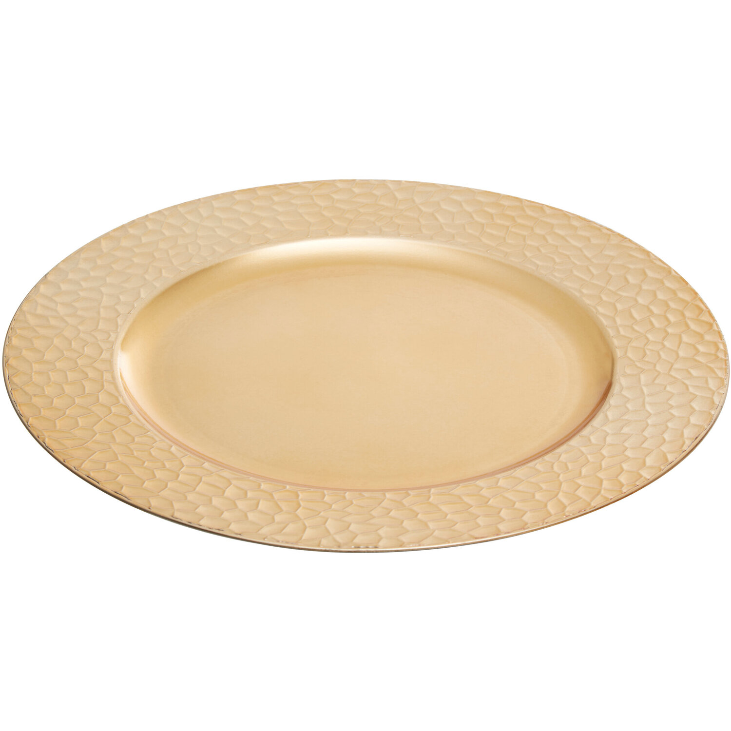 Dia Gold Finish Hammered Rim Charger Plate - Gold