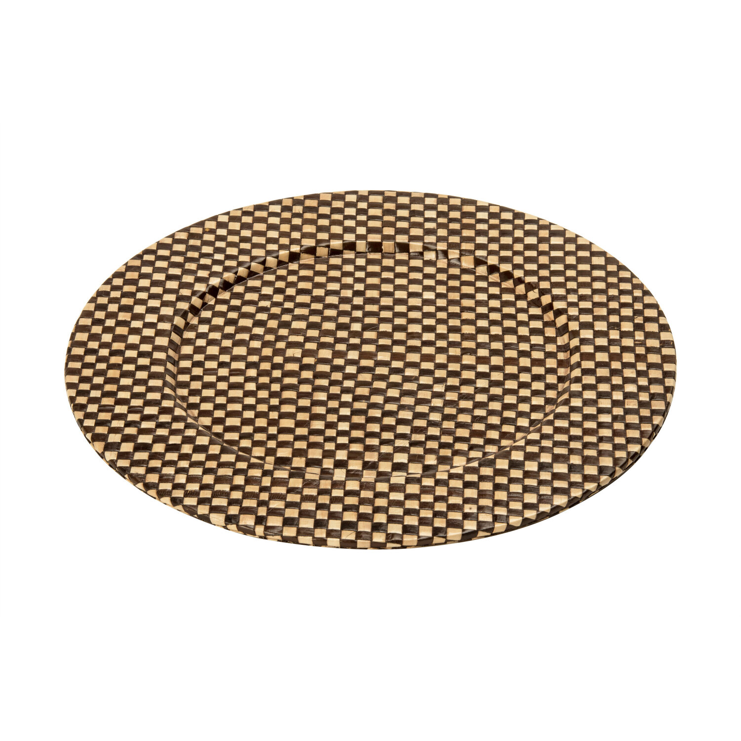 Pandanus Black And Natural Charger Plate - Black & Brown
