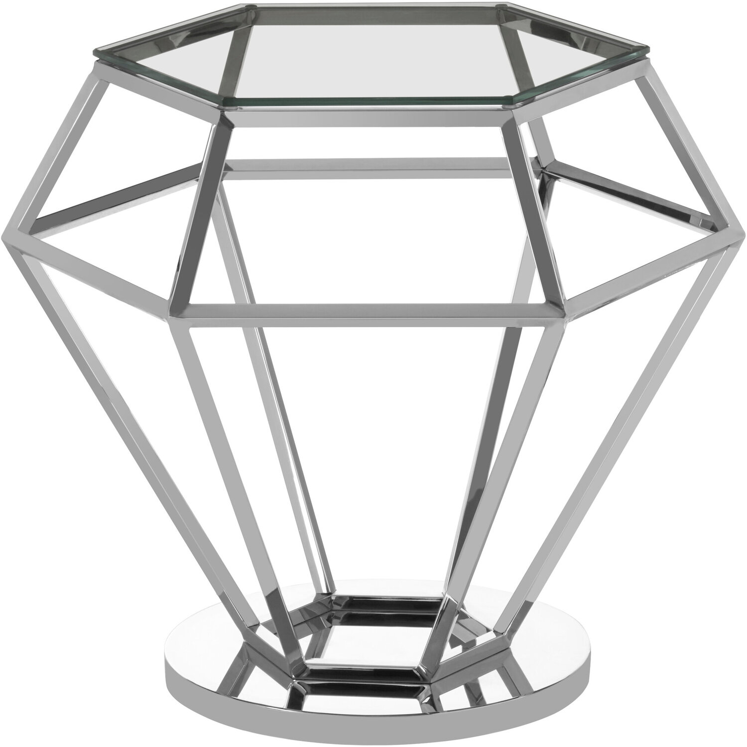 Allure Silver Finish Diamond End Table - Silver