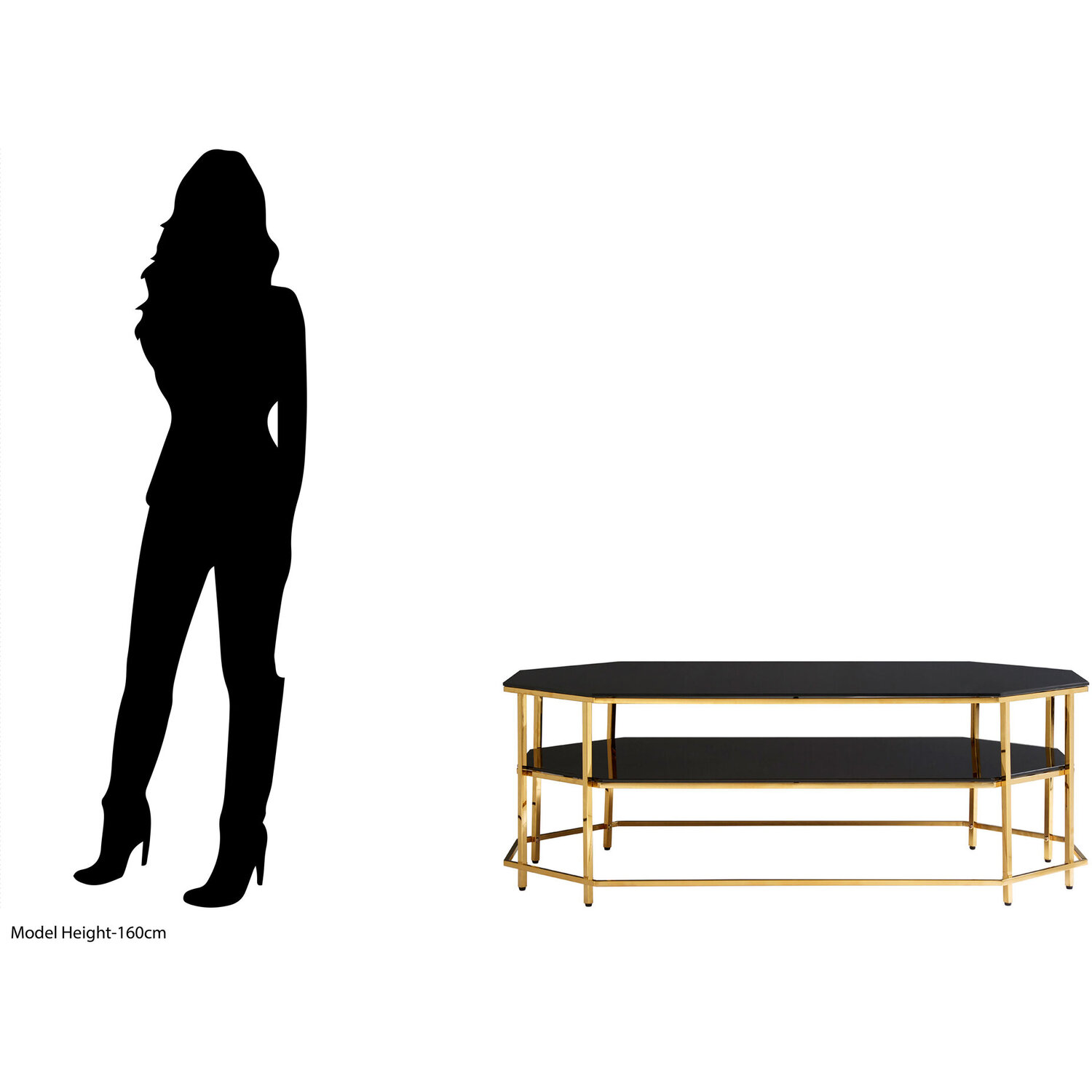 Arezzo Black Tempered Glass Coffee Table - Black