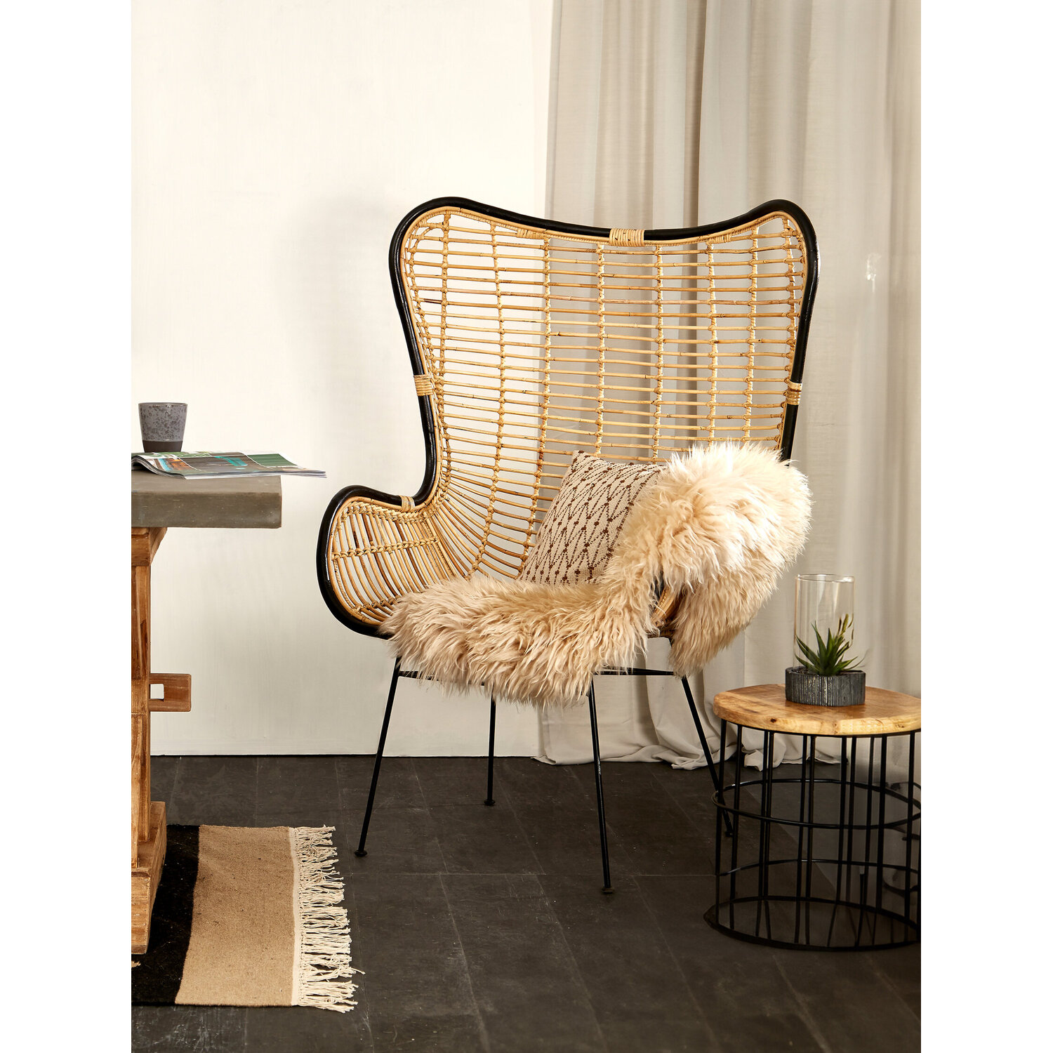 Java Natural Rattan Wingback Chair - Natural
