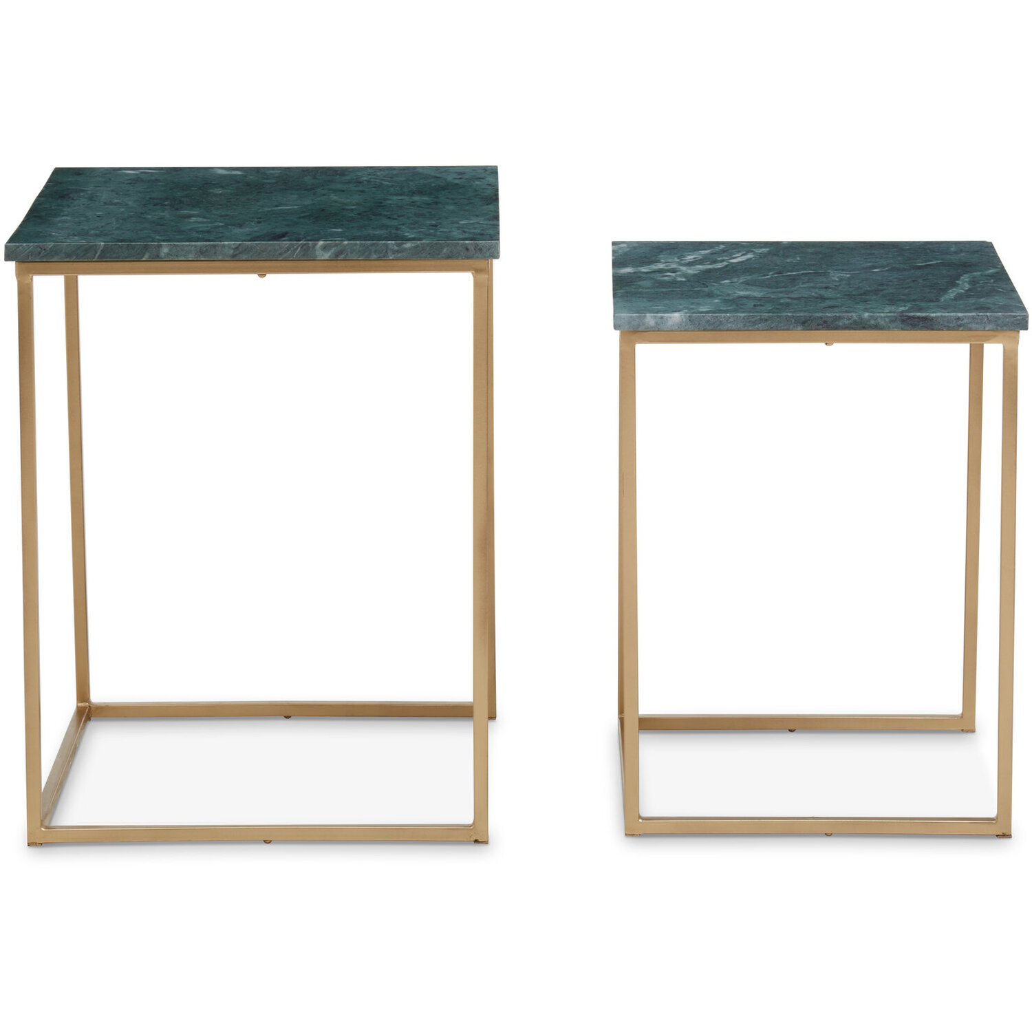 Mandoli Nest Of 2 Green Marble Side Tables - Green
