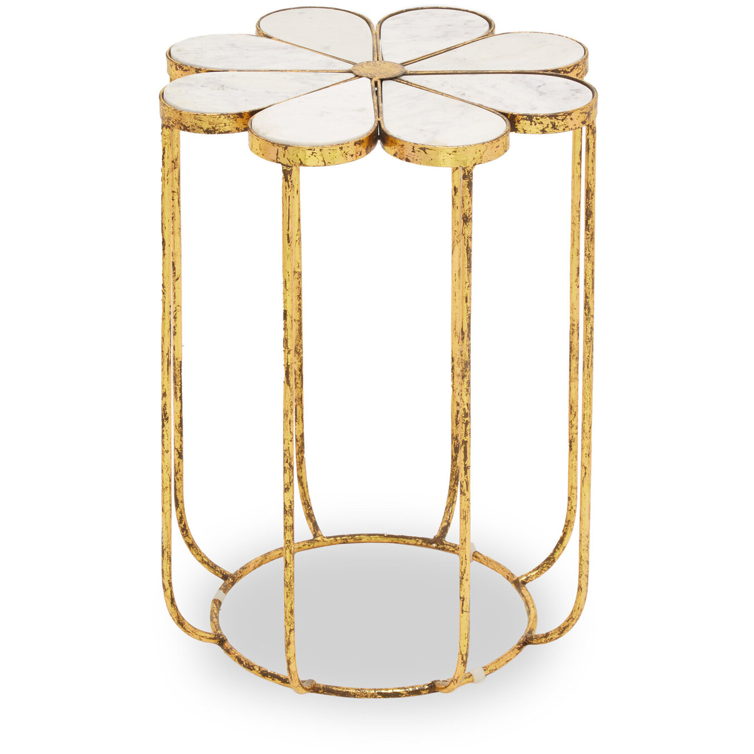 Rabia Petal Side Table With Marble Top - White
