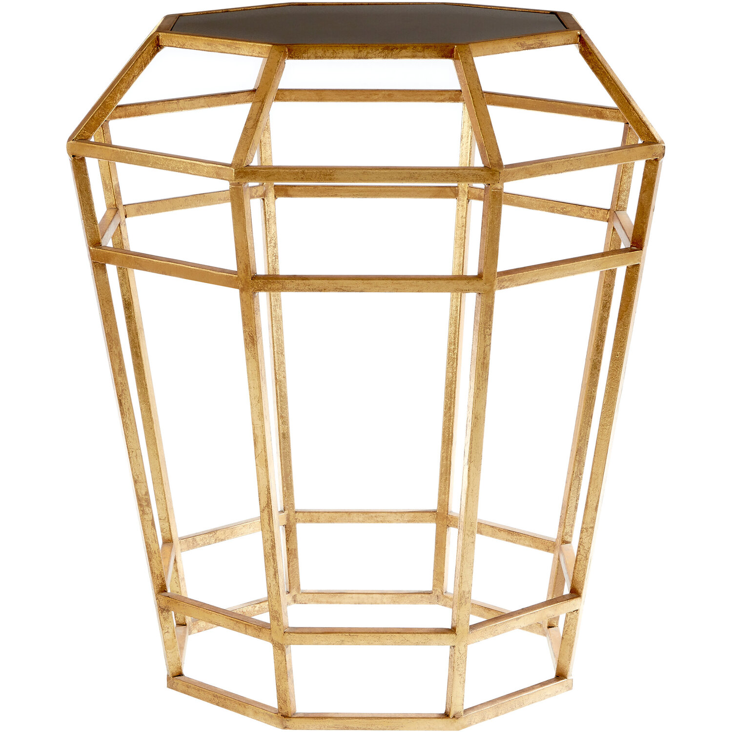 Zariah Mirror Top and Geometric Base Table - Gold