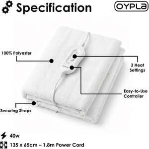 Electric Heated Underblanket with 3 Heat Settings - Single