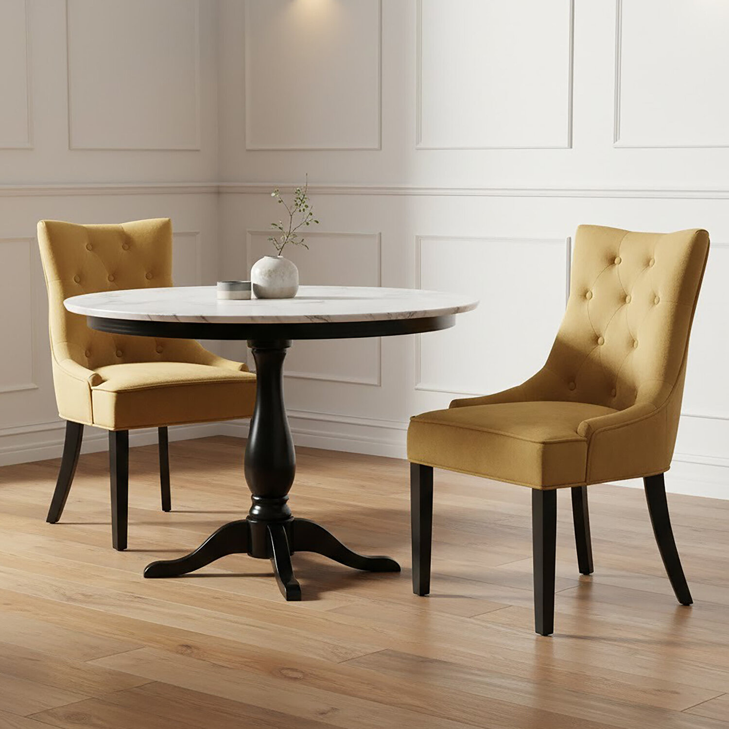 Daxton Ochre Velvet Dining Chair - Gold