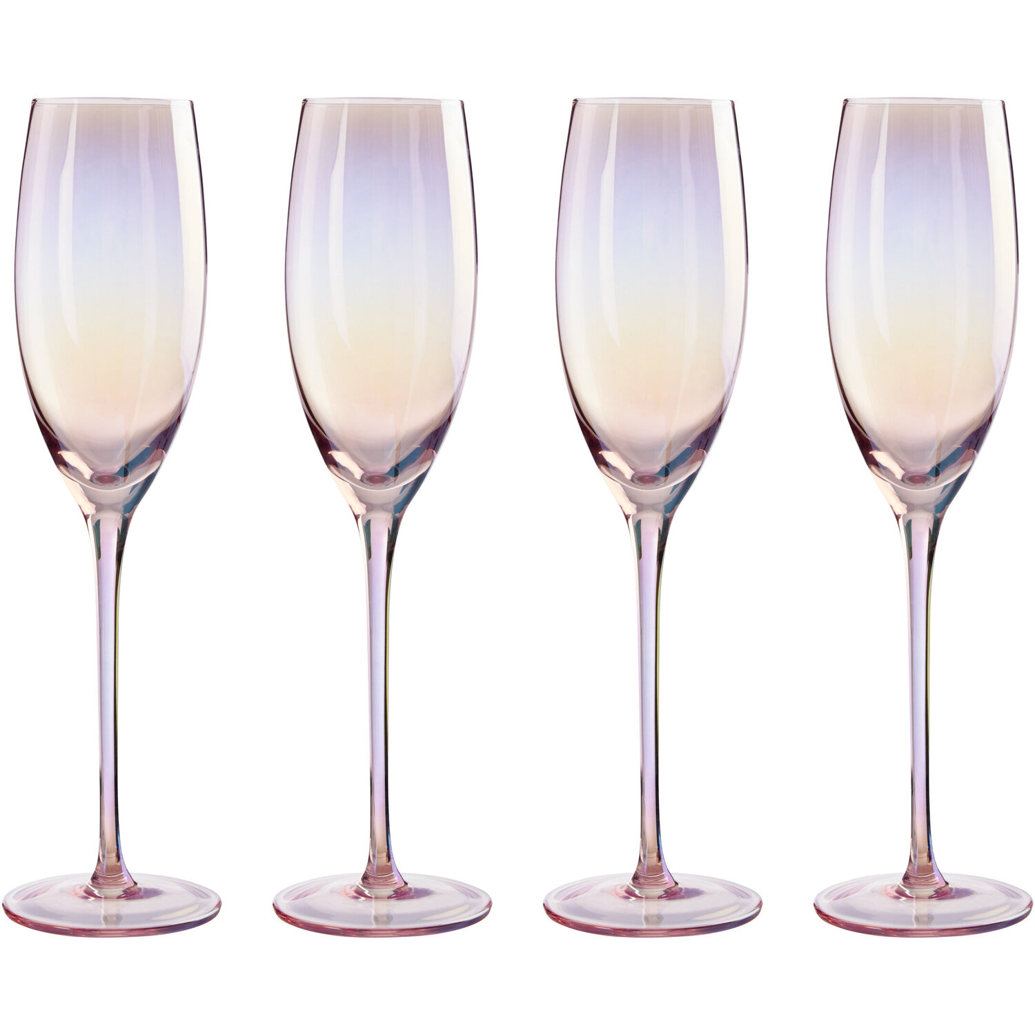 Frosted Deco Set Of 4 Champagne Glasses - Pink