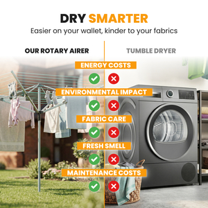 50m Rotary Washing Line - Easy-Lock, UV-Resistant Lines, Steel Frame