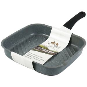 27cm x 25cm Square Forged Carbon Steel Marble Grey Grill Pan