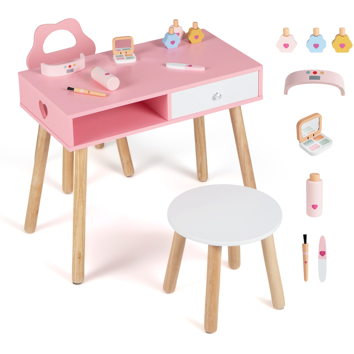 Costway Kids Pretend Nail Salon Playset - Pink