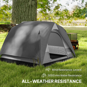 Outsunny 3-4 Person Camping Tent, Waterproof Tent