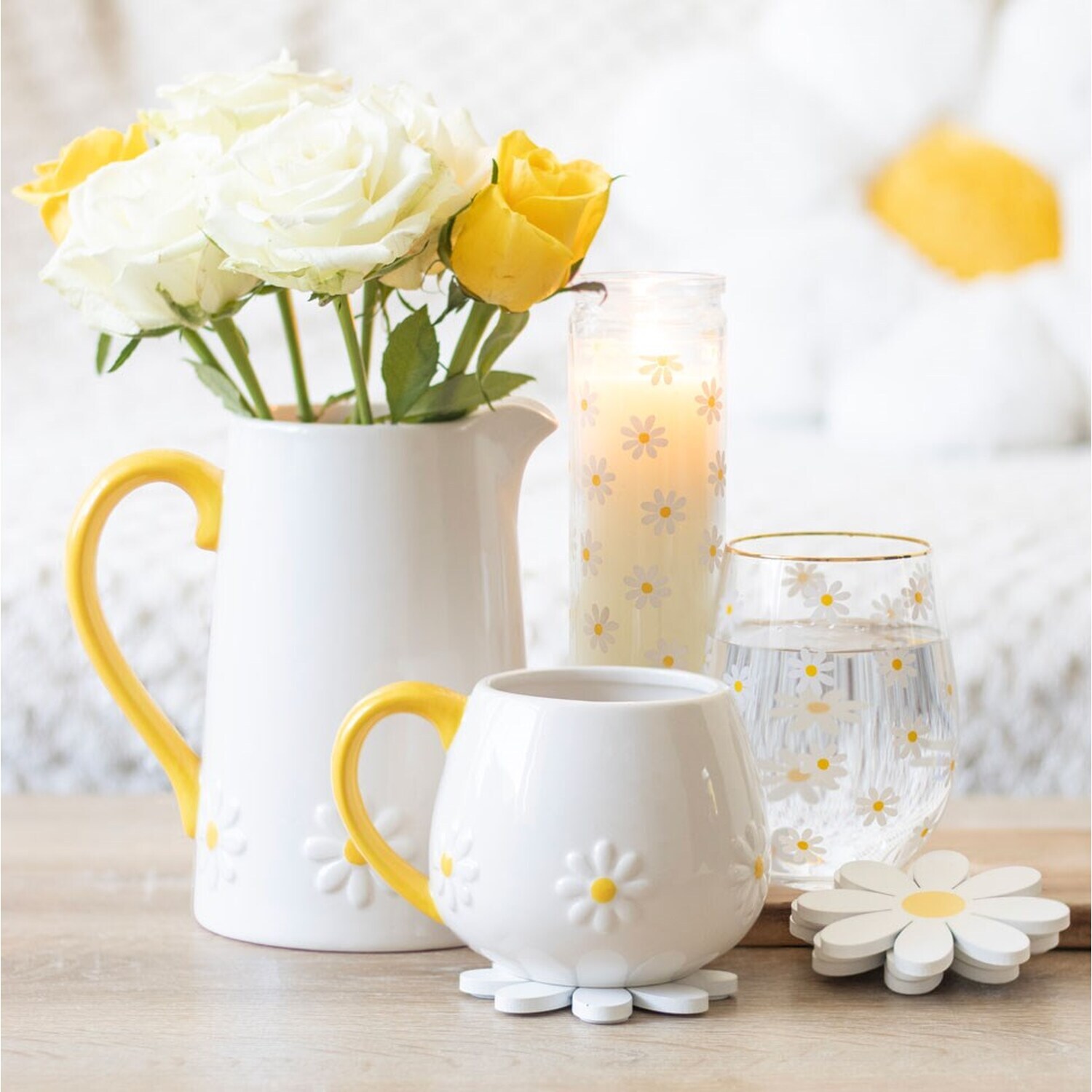 Image of Set of 4 Daisy Shaped Coasters&hellip;