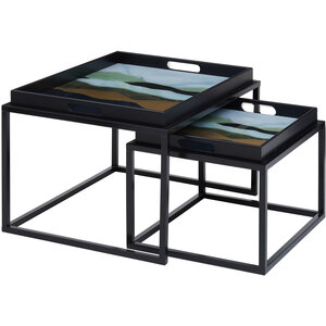 Celina Set Of 2 Abstract Paint Design Nesting Tray Tables