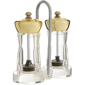 Cody Gold Salt And Pepper Mill Set On Stand