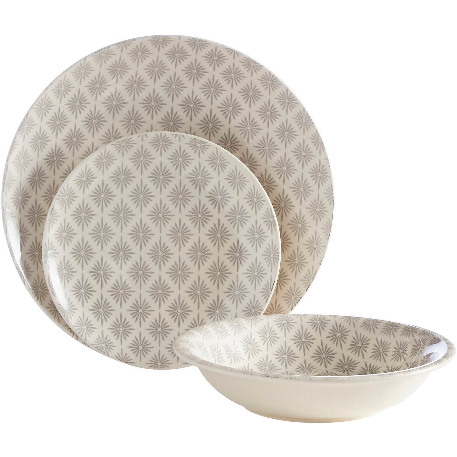 Maya Grey And White 12 Piece Dinner Set - Grey