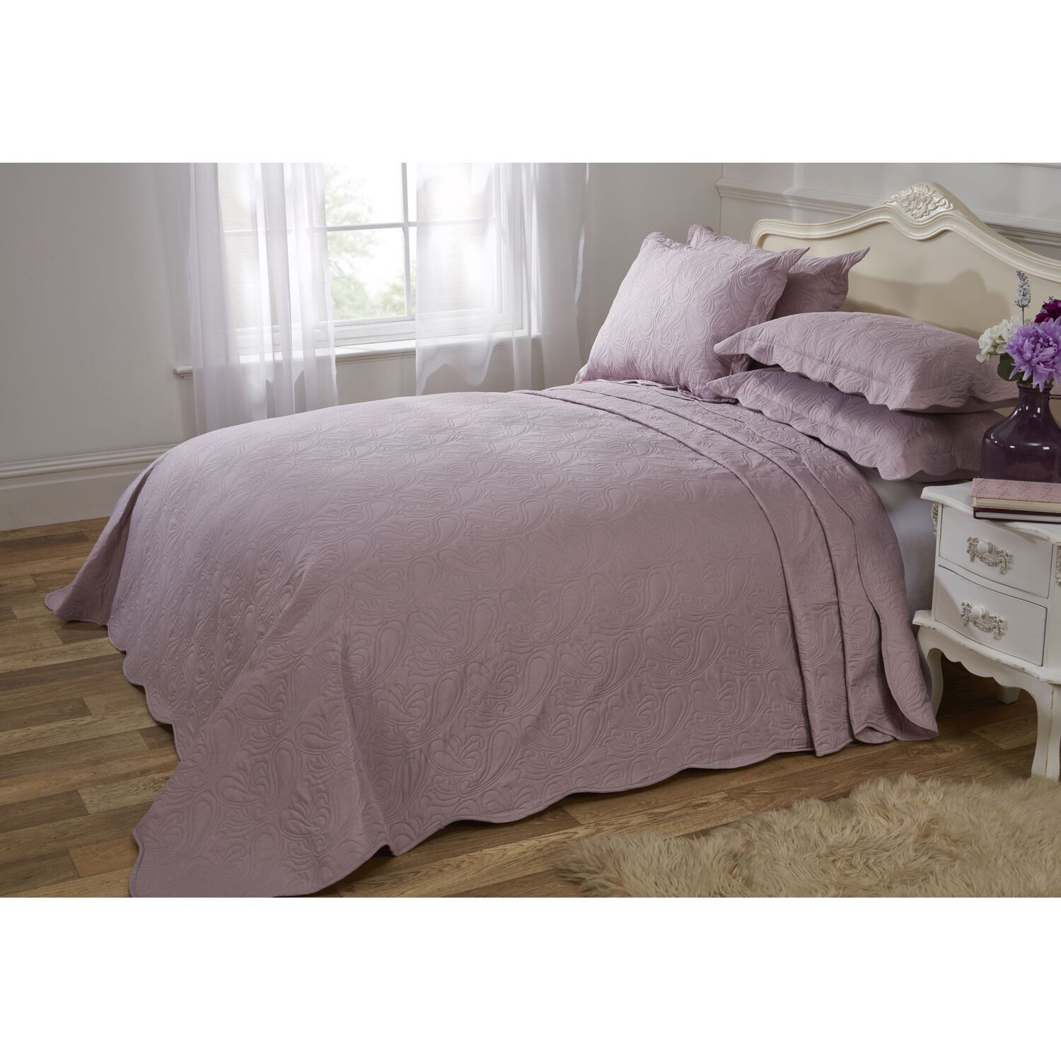 Athena Bedspread Set For Double Bed - Silver