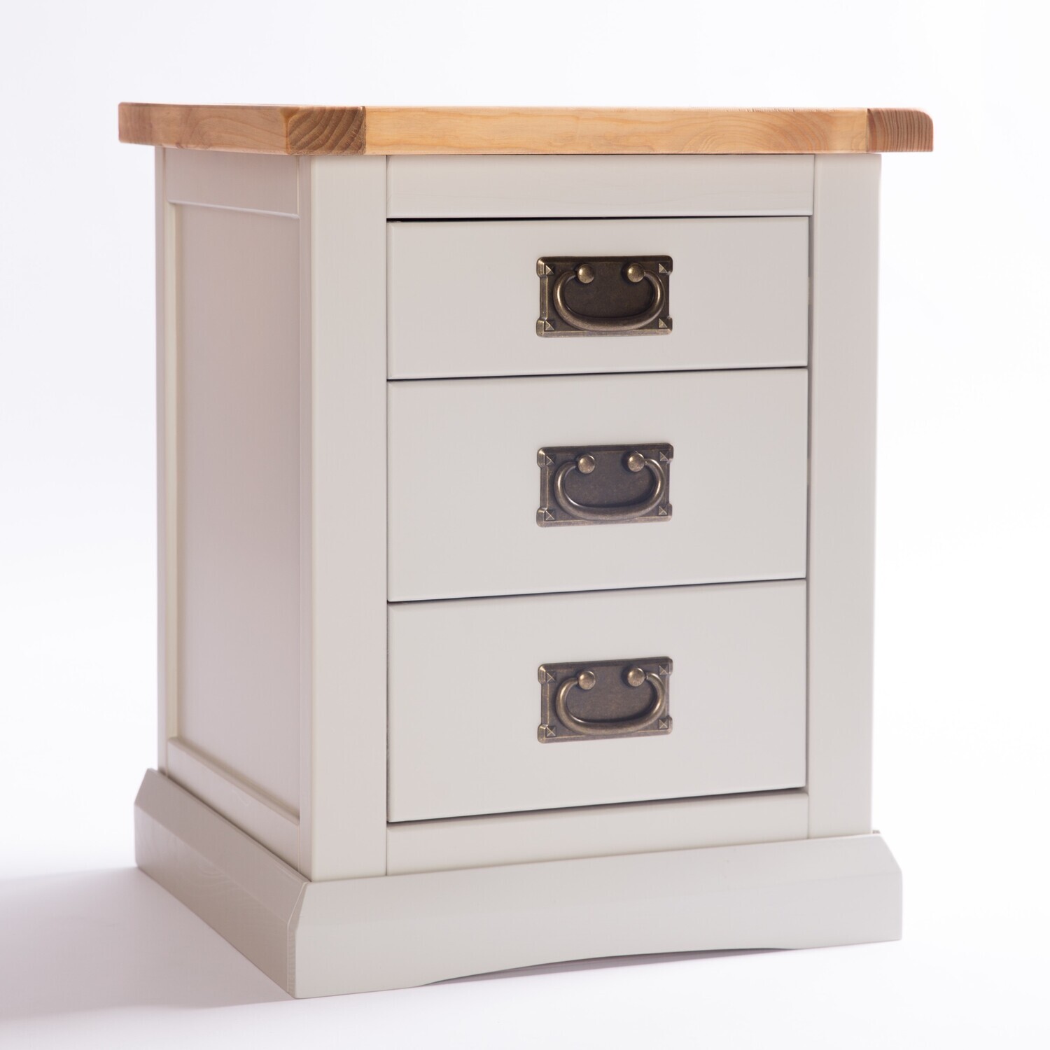 Cabinet Bits Loreo 3 Drawer Bedside Cabinet - Grey / Brass Drop