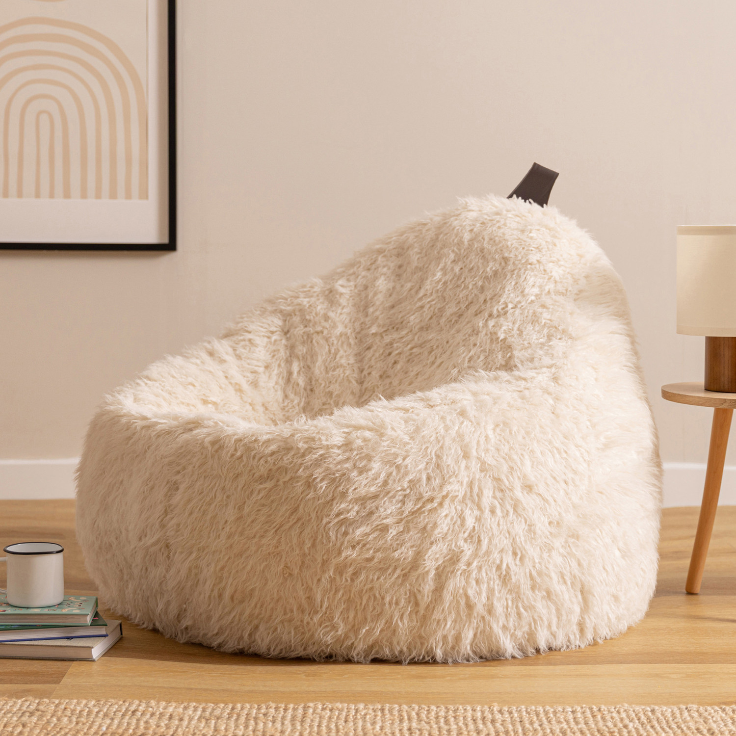 icon Cocoon Faux Fur Bean Bag - White