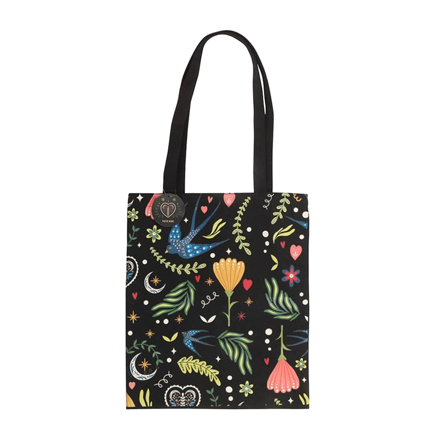 Something Different Midnight Bloom Polycotton Tote Bag - Black