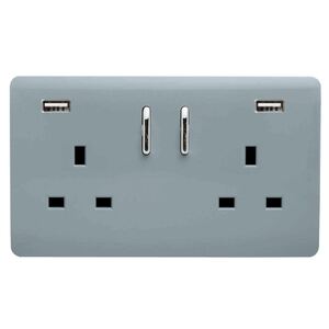 Trendi 2 Gang 13 Amp 2 x 3.1mA Type A USB Switched Plug Socket