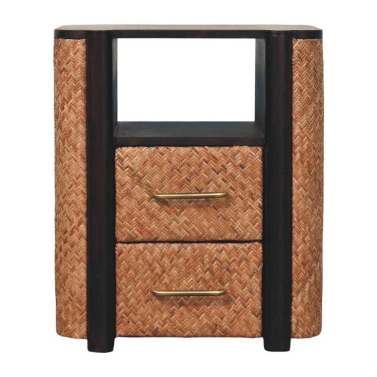 Artisan Furniture Solid Wood Rattan Curve Edge Nightstand - Velvet Mocha