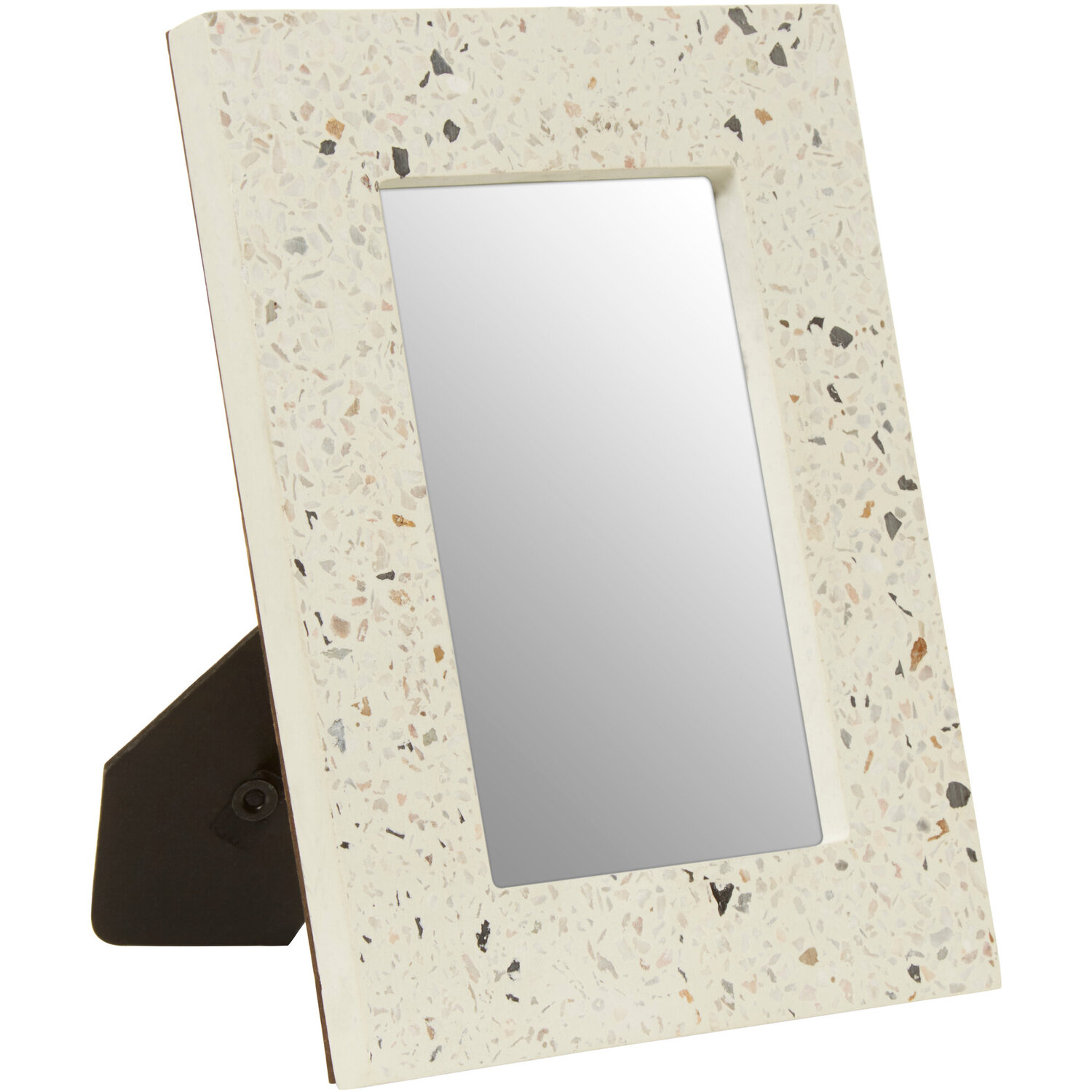 Orsina Small Terrazzo Photo Frame, Compact 4x6 Design With Multicoloured Stone Pattern, Freestanding Display in Grey