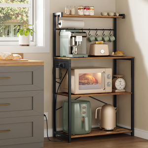 VASAGLE Kitchen Baker Rack with Outlet Paper Towel Holder