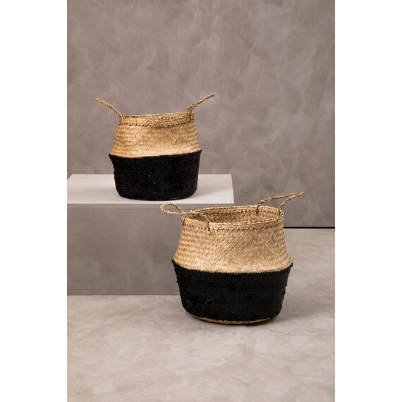 Solas Black And Natural Medium Seagrass Basket