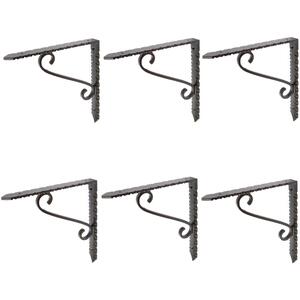 Notched Scroll Iron Shelf Bracket - D205mm - Black - Pack of 6