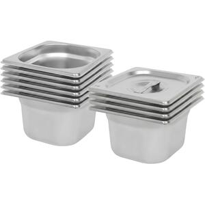 Stainless Steel Gastronorm Containers with Lids 1/6 1.5L