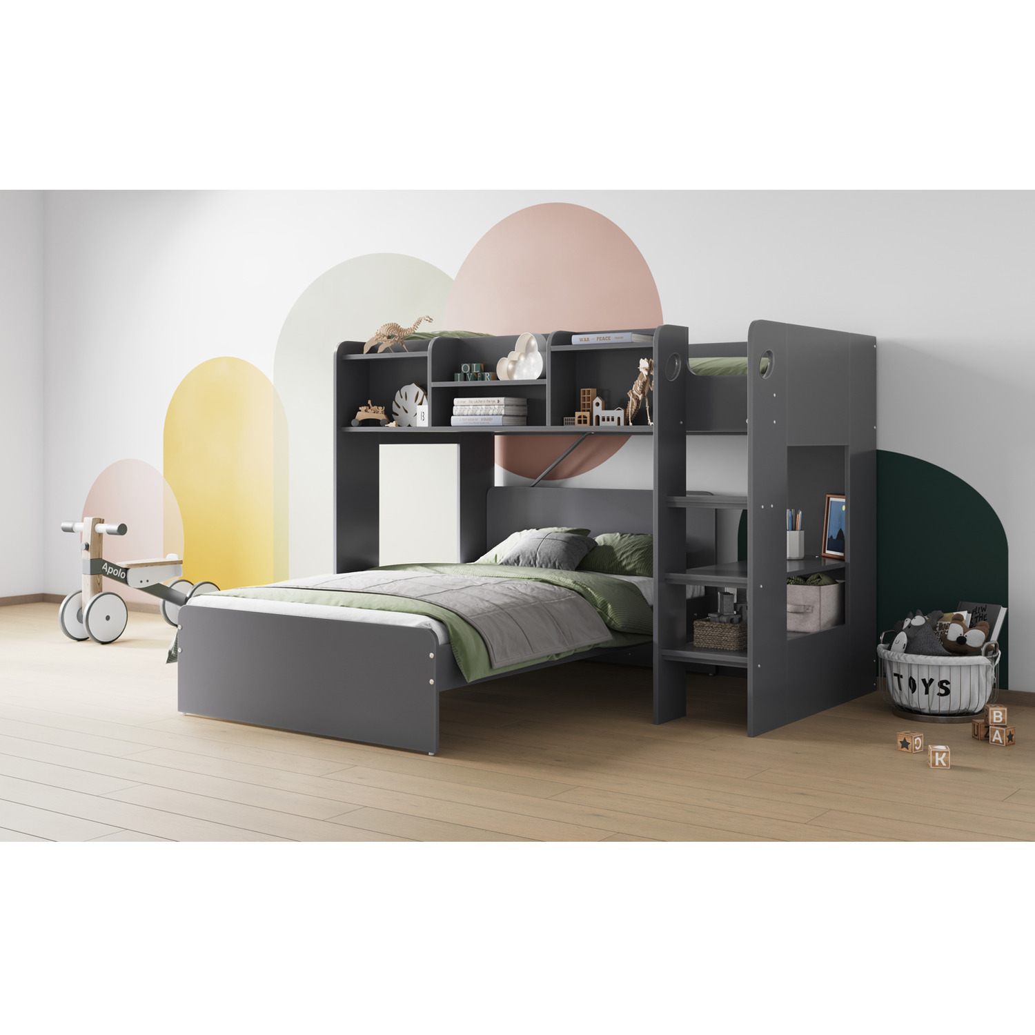 Flair Wizard Small Double Grey L Shape Bunk Bed - Image 2