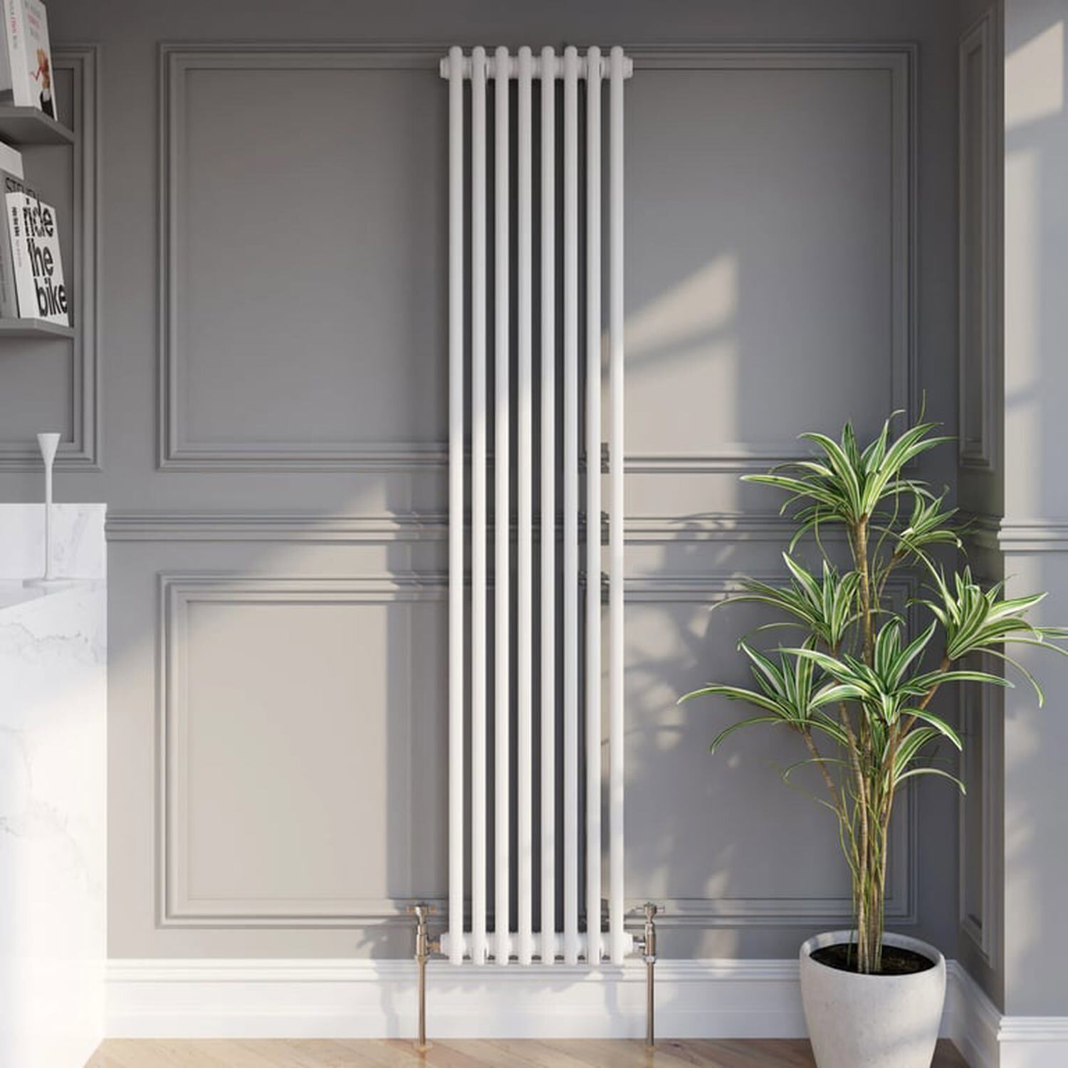 Temprazo Traditional Colosseum Double Bar Column Radiator White 300 X 605Mm - White / 380Mm / 1800Mm / 70Mm