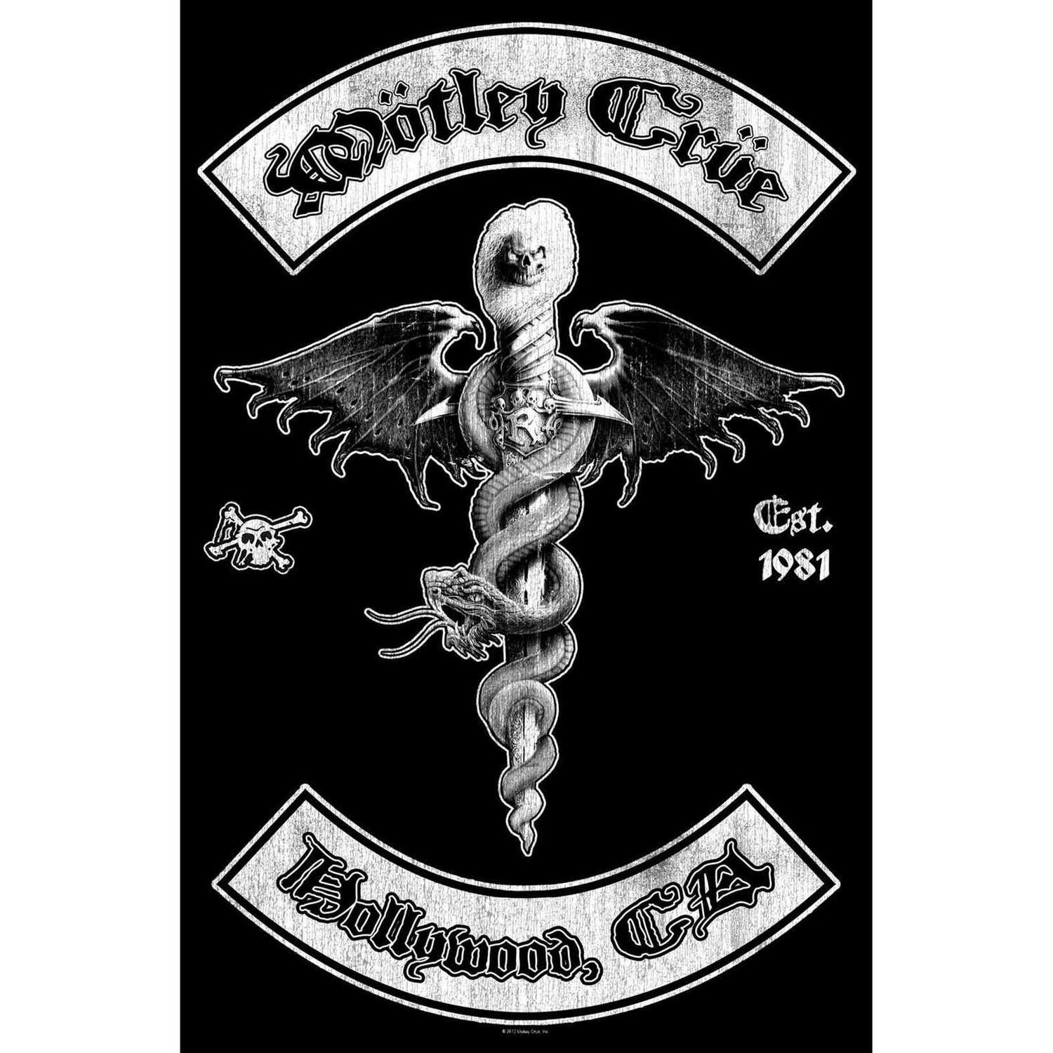 Motley Crue Hollywood Textile Poster - Black/White