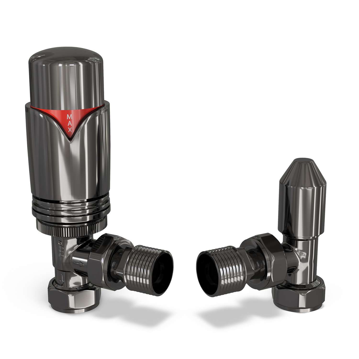 B&Q - Thermostatic Radiator Valve Set Trv Angled With Lockshield 10mmModern Style Black Nickel Derry Bold - Image 2