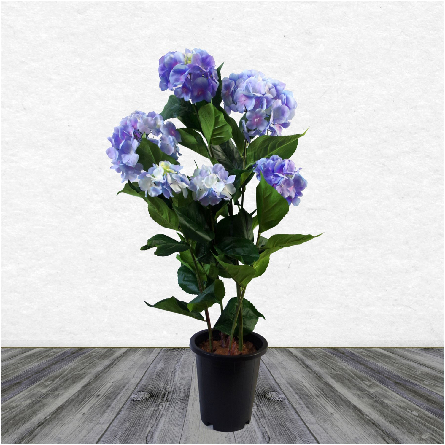 Artificial Potted Hydrangea Plant With Fabric Flowers 90cm - Blue