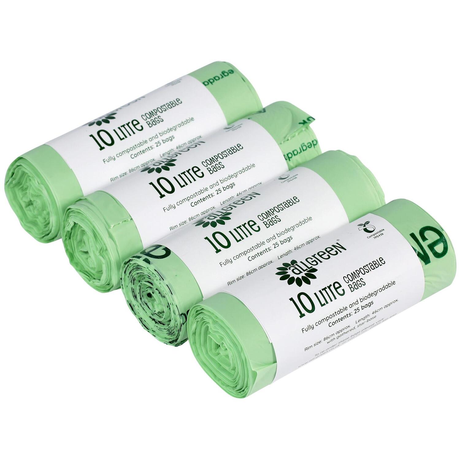 All-Green 10 Litre Compostable Food Waste Bin Liners - Green / 4