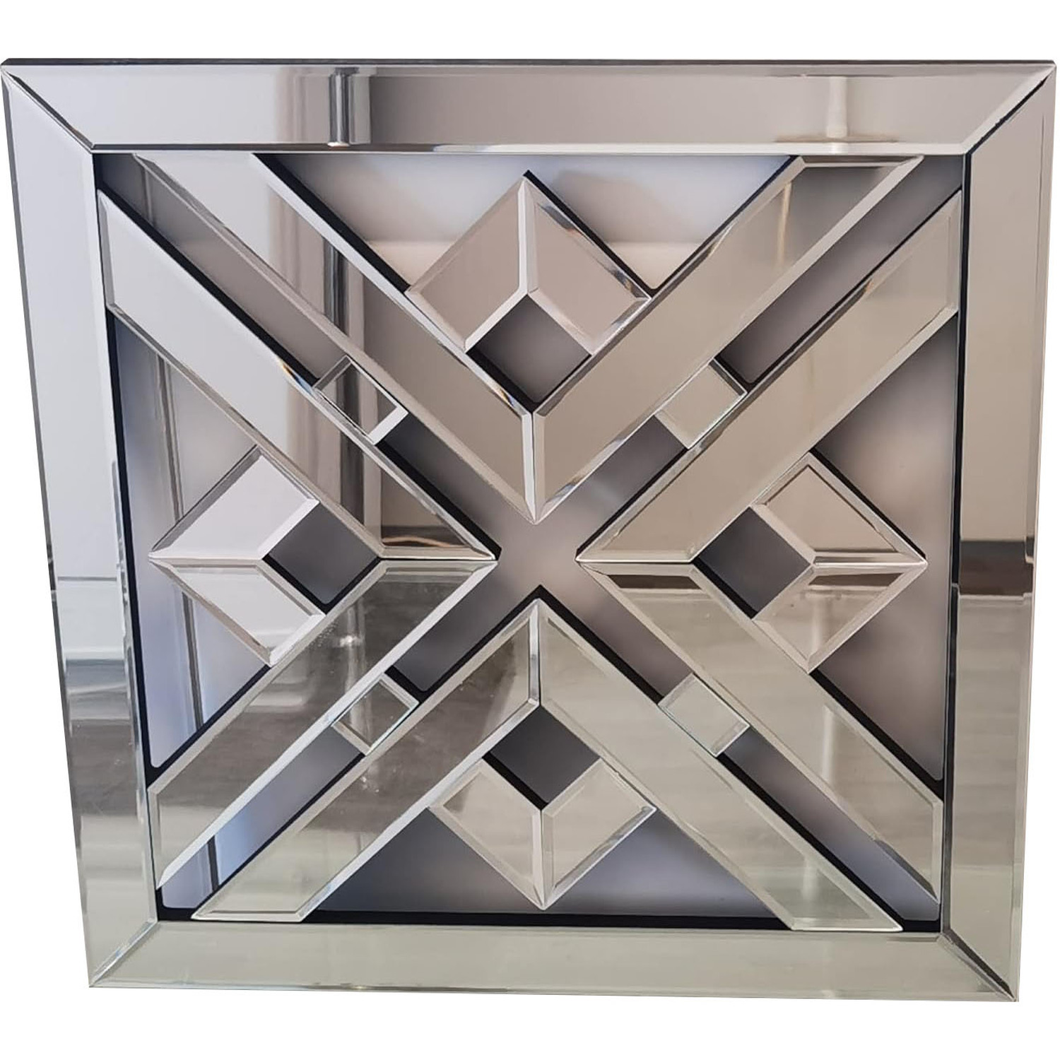 Biznest Geo Mirror Geometric Style Unique Decorative Mirror - Silver