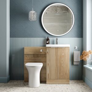 Wood Back to Wall Toilet & Vanity Unit with Basin