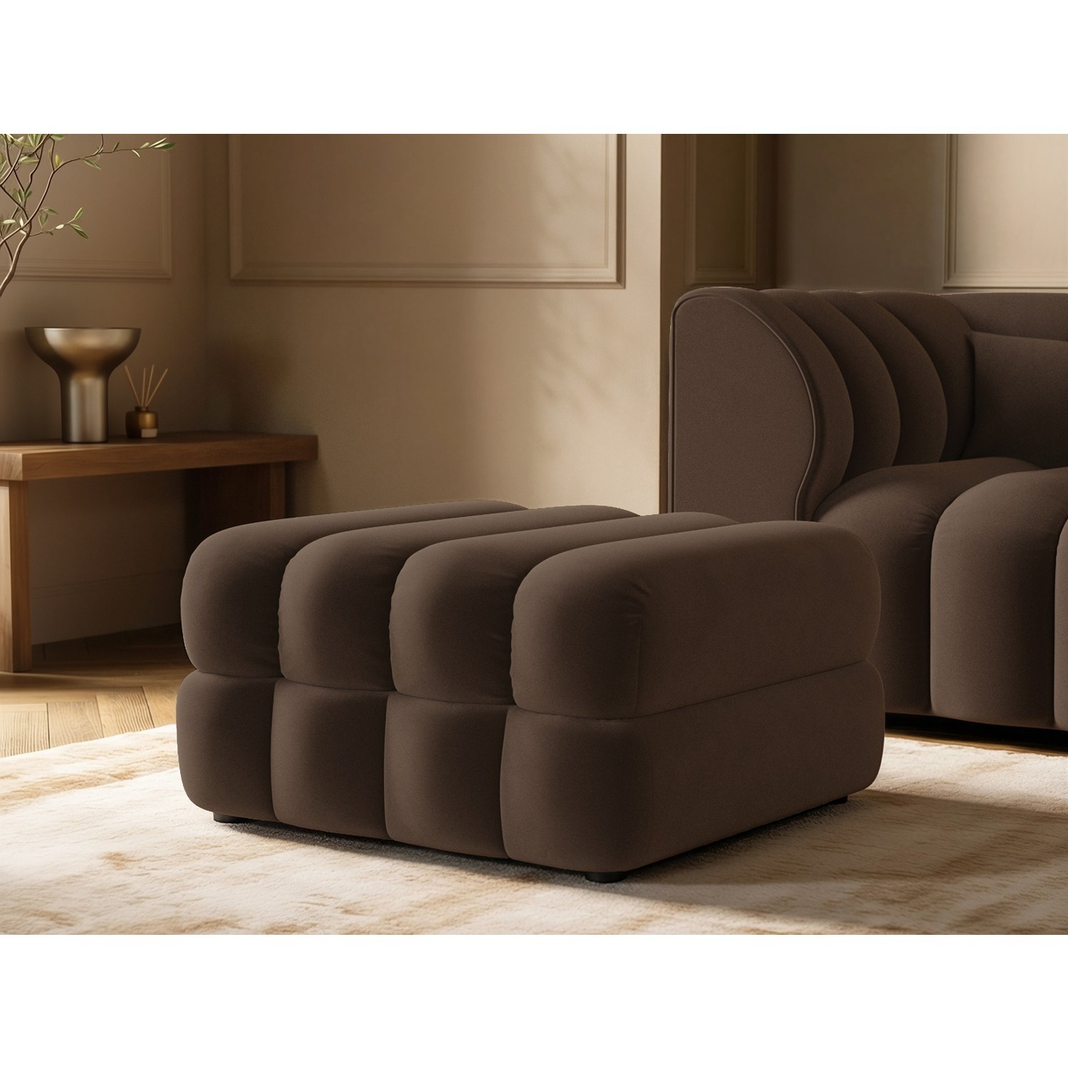 Solace+Co Halle Ottoman Storage Footstool - Brown