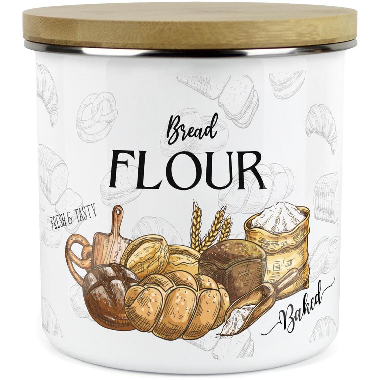 Bread Flour Storage Canister - Airtight Bakery Ingredients Enamel Jar - Image 2