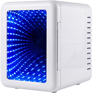 Portable Camping Fridge Freezer, Heat  Cool, 7 LED Lights, White