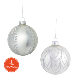 Matte Silver Glitter Bauble