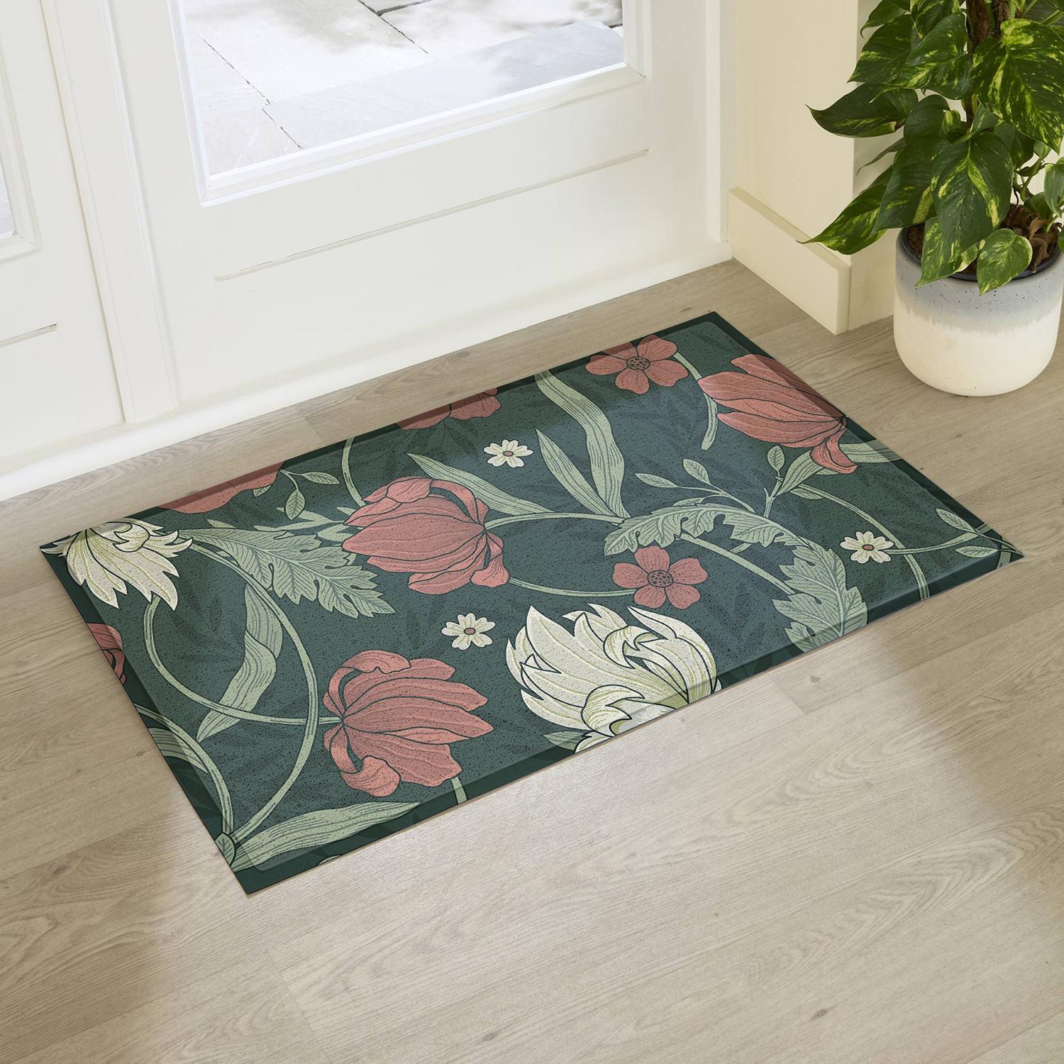 Artsy Mats William Morris Pattern Doormat - Green / 90 X 60Cm