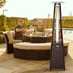 Patio Gas Heater 13kW Rattan Pyramid with Wheels & Cover Outdoor Heating for Garden