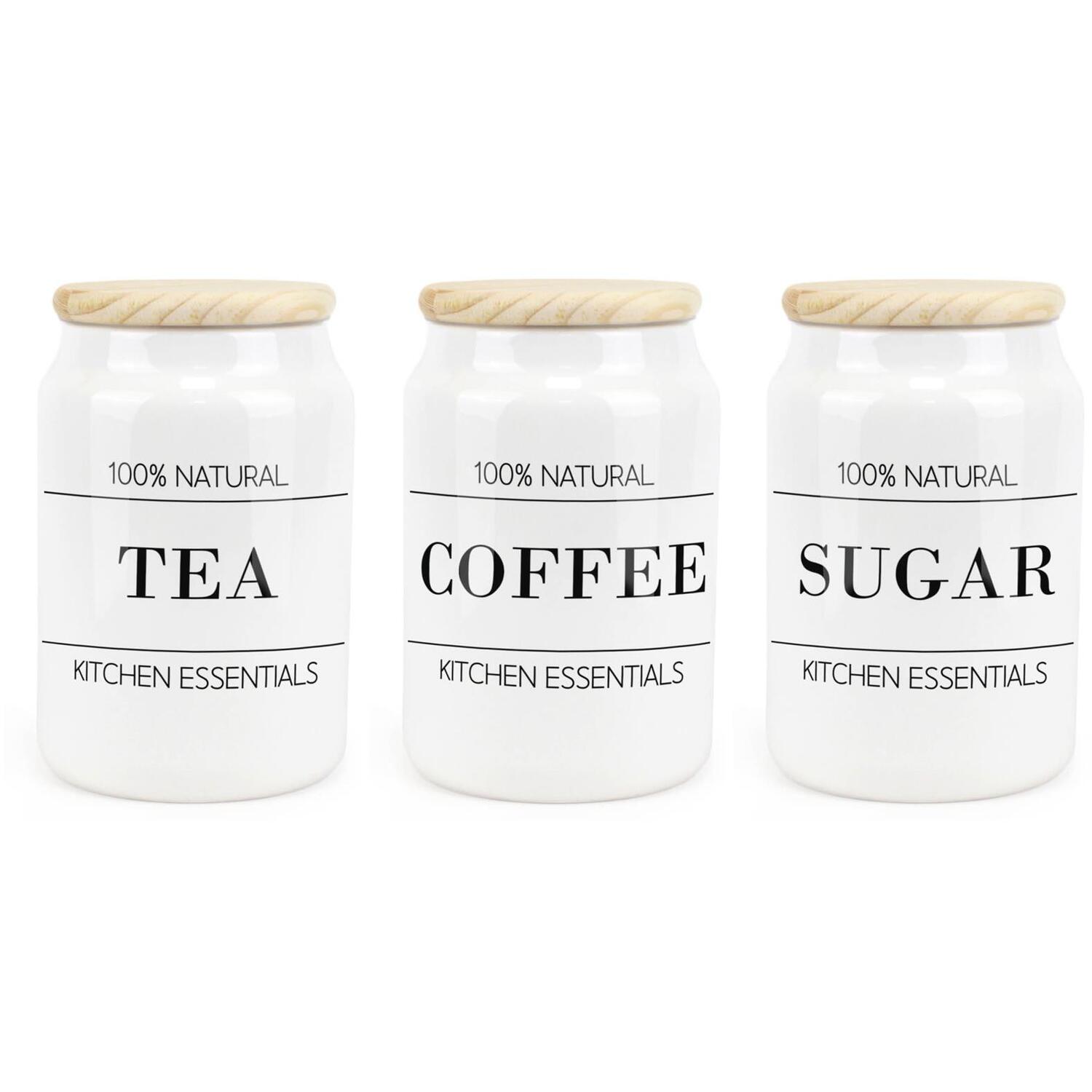 Purely Home Ceramic Kitchen Canister Set - Tea Coffee Sugar - White - Image 3