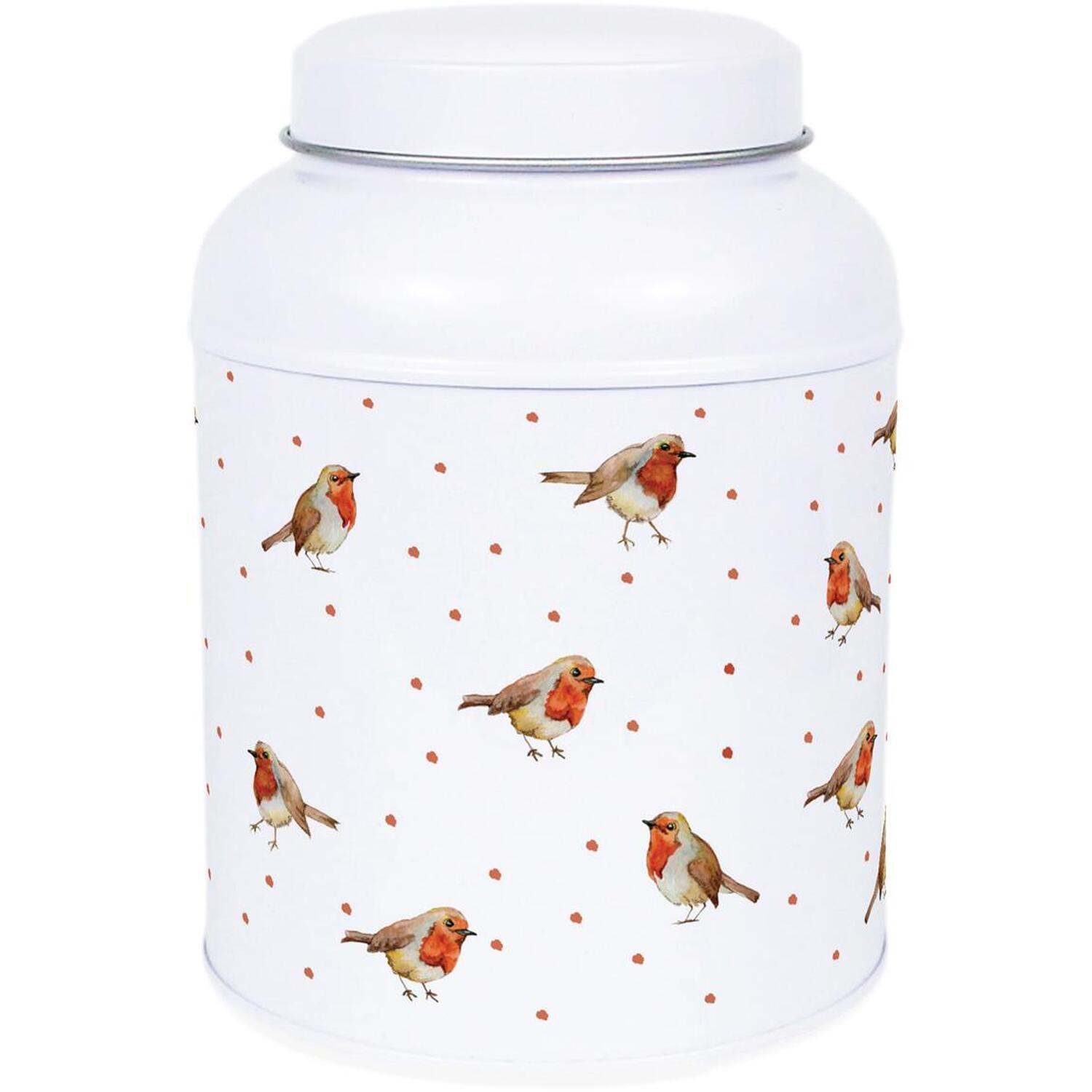 Purely Home English Robins Decaf Canister - Small Dome Lid Kitchen Storage Tin - No Text